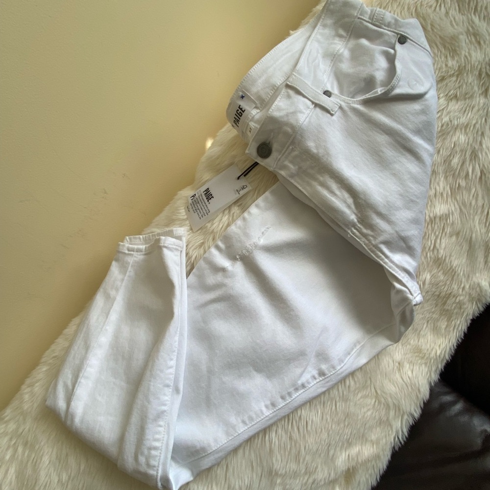 Paige Verdugo Ultra Skinny In Optic White Destructed Size 32 - Picture 2 of 12